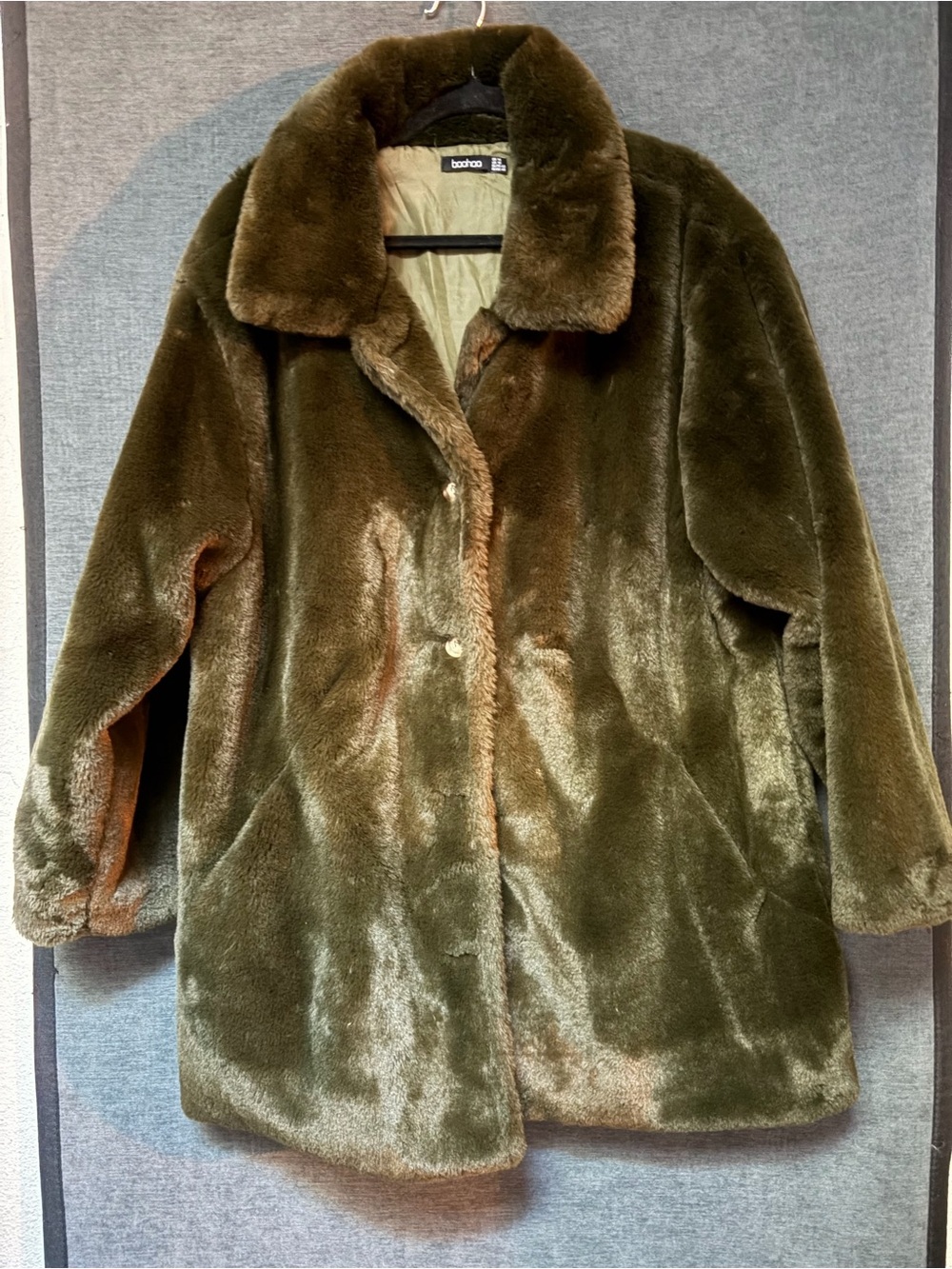 Boohoo Olive Green Faux Fur Jacket